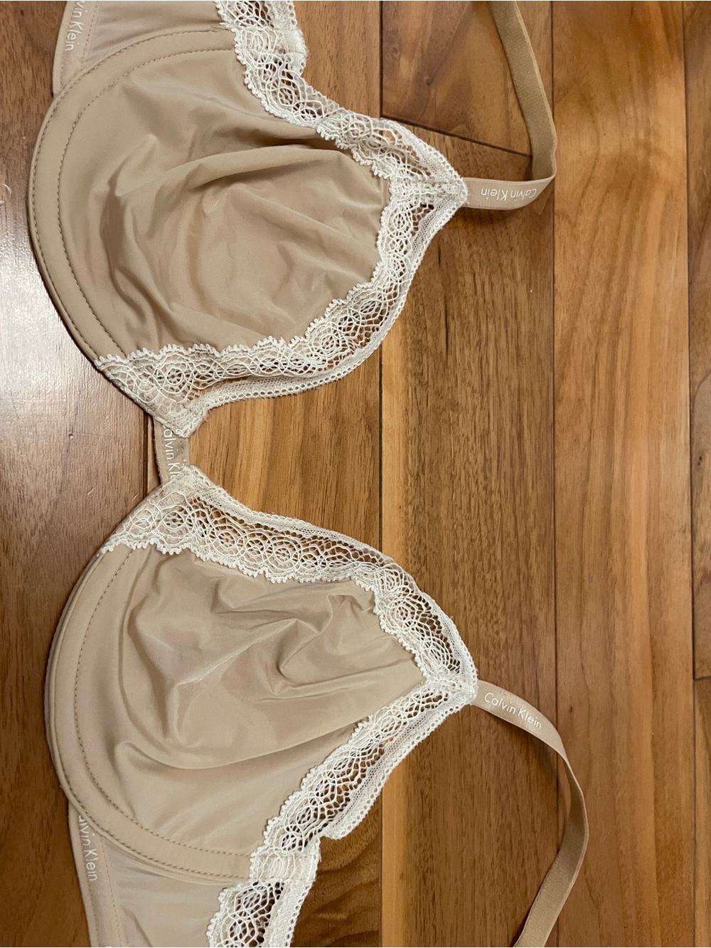 Calvin Klein Nude Bra with Ivory Lace Trim